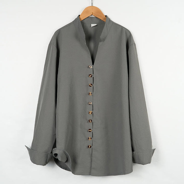 Camisa de manga larga para hombre con botones de color liso y Buddha Stones - Gris - US/UK/AU46, UE56 (3XL) - image 0