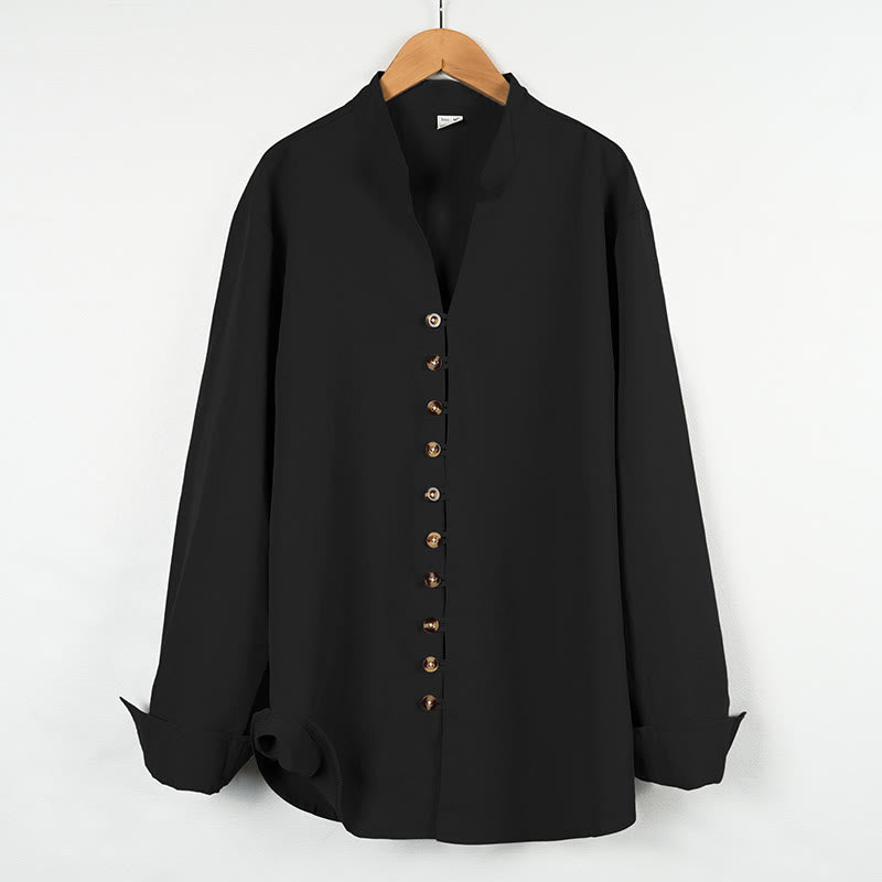 Camisa de manga larga para hombre con botones de color liso y Buddha Stones - Negro - US/UK/AU46, UE56 (3XL) - image 16