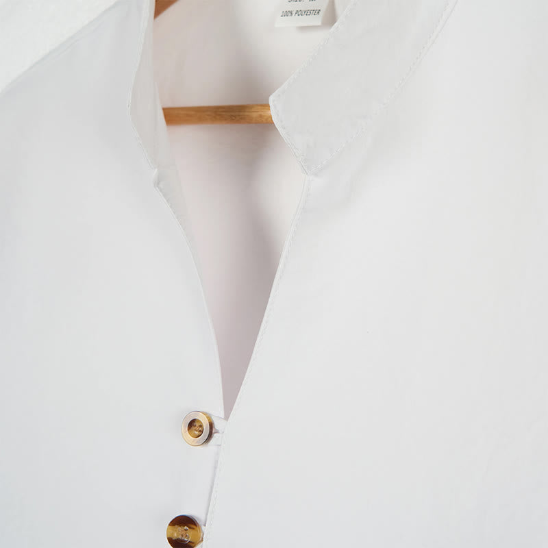 Camisa de manga larga para hombre con botones de color liso y Buddha Stones - image 7