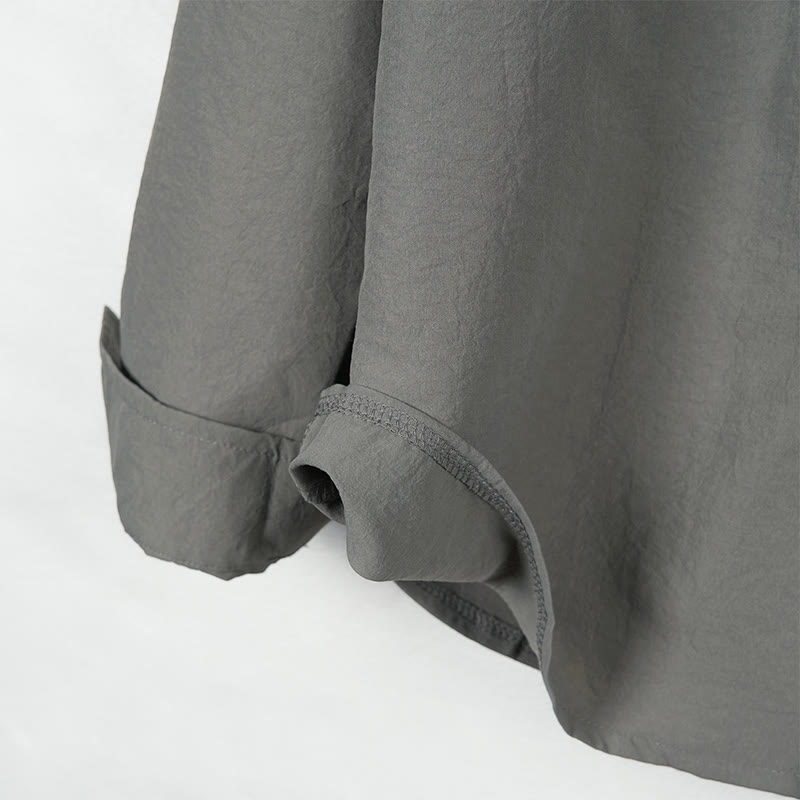 Camisa de manga larga para hombre con botones de color liso y Buddha Stones - image 4