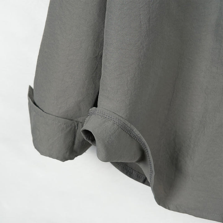 Camisa de manga larga para hombre con botones de color liso y Buddha Stones - image 4