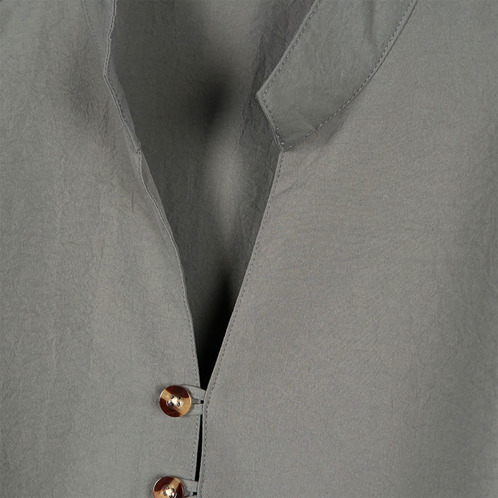 Camisa de manga larga para hombre con botones de color liso y Buddha Stones - image 2