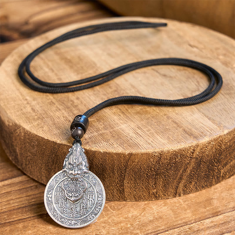 Buddha Stones Colgante de collar de armonía de cobre Pixiu con diseño Bagua de fantasmas de montaña que gastan dinero - image 4