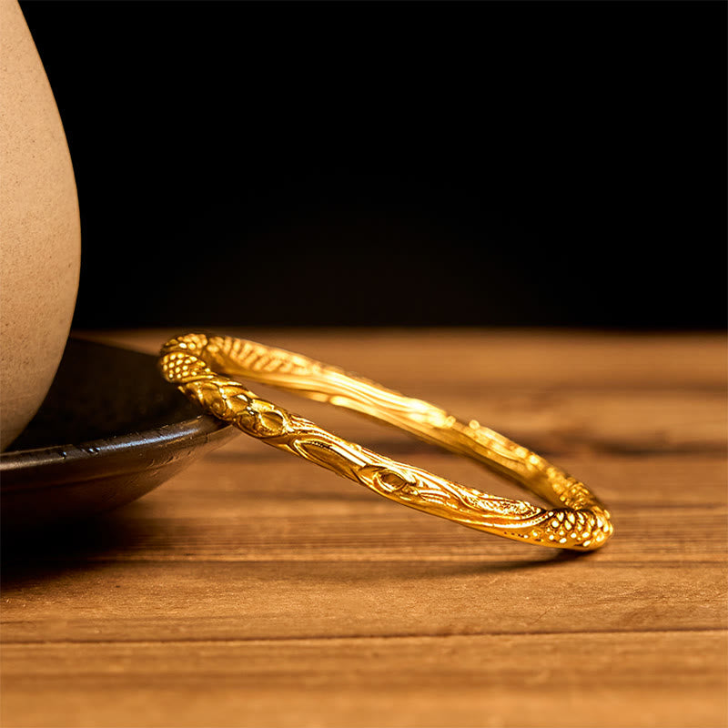 Pulsera de la riqueza con diseño de círculos del universo hueco y Buddha Stones, bañada en cobre y oro - image 4