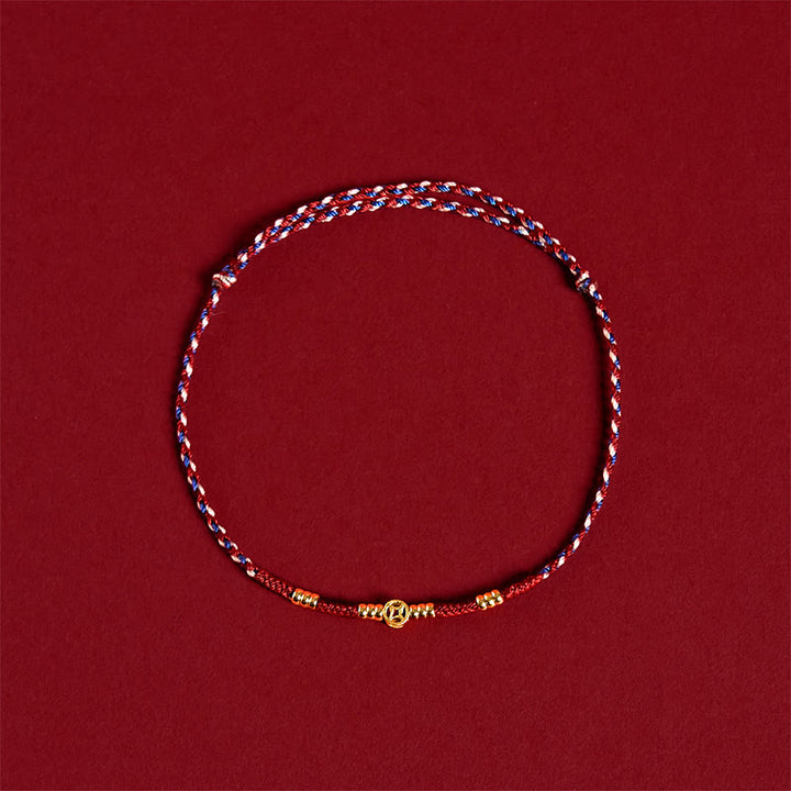 Pulsera de la suerte hecha a mano con monedas de cobre y hilo rojo trenzado con Buddha Stones - image 2