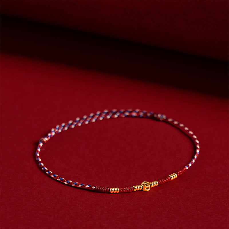 Pulsera de la suerte hecha a mano con monedas de cobre y hilo rojo trenzado con Buddha Stones - Cuerda roja (circunferencia de la muñeca: 15-17 cm) - image 1