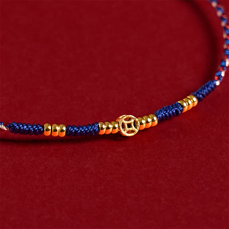 Pulsera de la suerte hecha a mano con monedas de cobre y hilo rojo trenzado con Buddha Stones - image 11