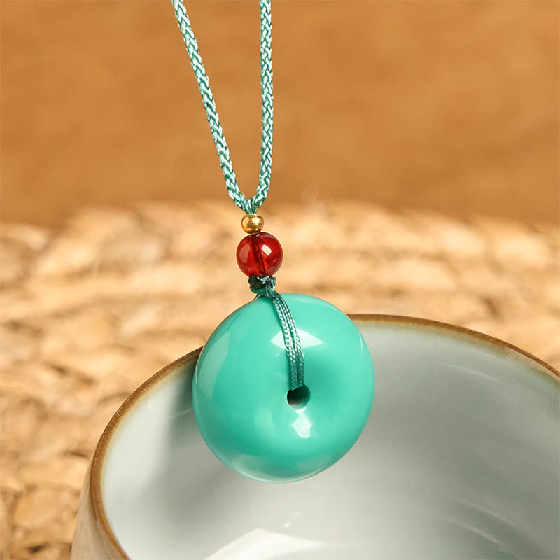 Collar con colgante de cuerda de equilibrio con hebilla de paz turquesa y Buddha Stones - image 2