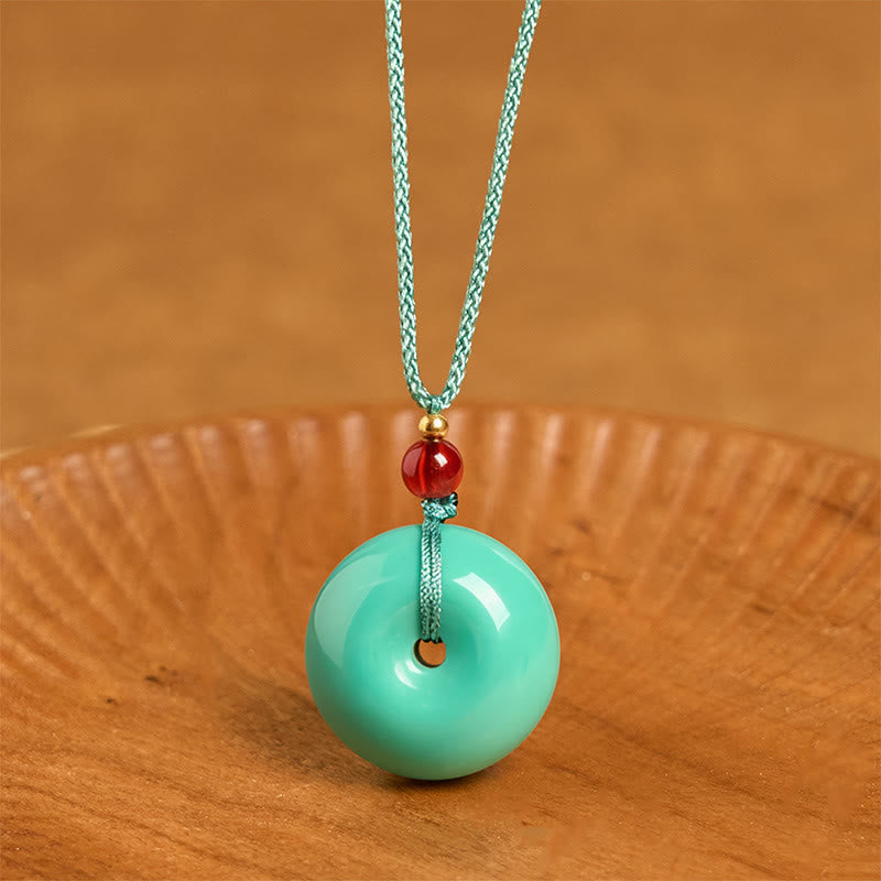 Collar con colgante de cuerda de equilibrio con hebilla de paz turquesa y Buddha Stones - Turquesa - image 1