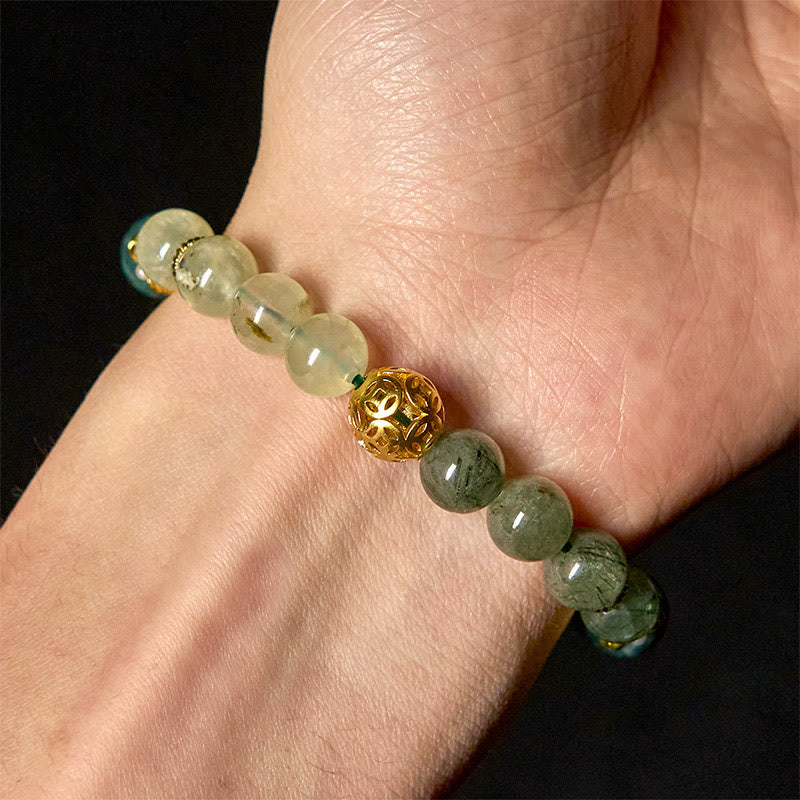 Pulsera de la suerte con cuentas de jade de cristal blanco fantasma verde natural de Buddha Stones - image 5