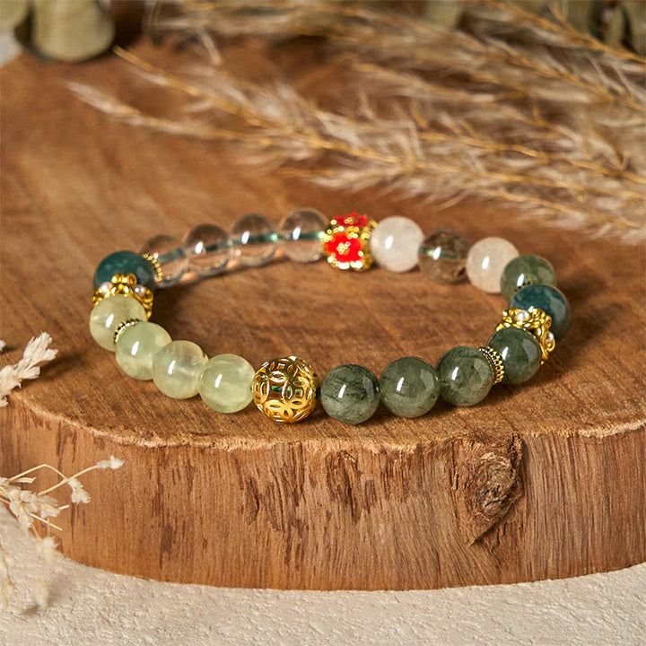 Pulsera de la suerte con cuentas de jade de cristal blanco fantasma verde natural de Buddha Stones - image 2
