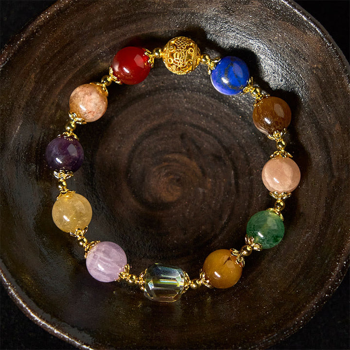Pulsera de equilibrio con cuentas de colores naturales de Dunhuang, amatista, lazurita y lapislázuli de Buddha Stones - image 1