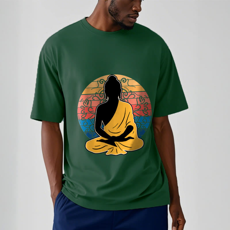 Camiseta de algodón con estampado de Buda meditando, informal y colorida, con Buddha Stones de Buda - image 12