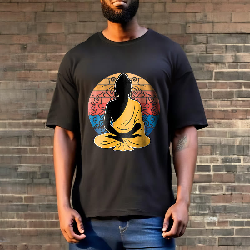 Camiseta de algodón con estampado de Buda meditando, informal y colorida, con Buddha Stones de Buda - image 3