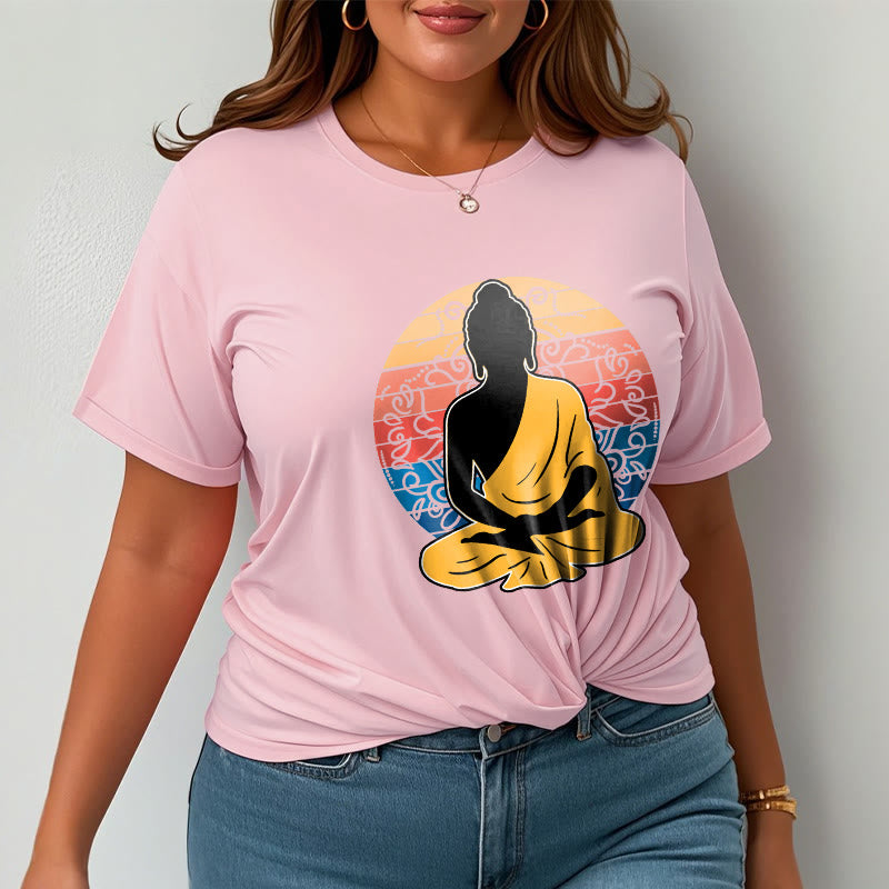 Camiseta de algodón con estampado de Buda meditando, informal y colorida, con Buddha Stones de Buda - image 14
