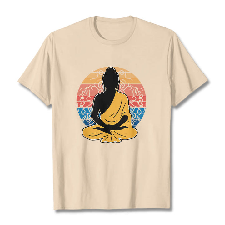 Camiseta de algodón con estampado de Buda meditando, informal y colorida, con Buddha Stones de Buda - Sopa de mariscos - 2XL - image 9