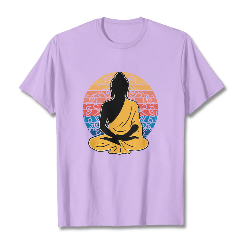 Camiseta de algodón con estampado de Buda meditando, informal y colorida, con Buddha Stones de Buda - Ciruela - 2XL - image 17