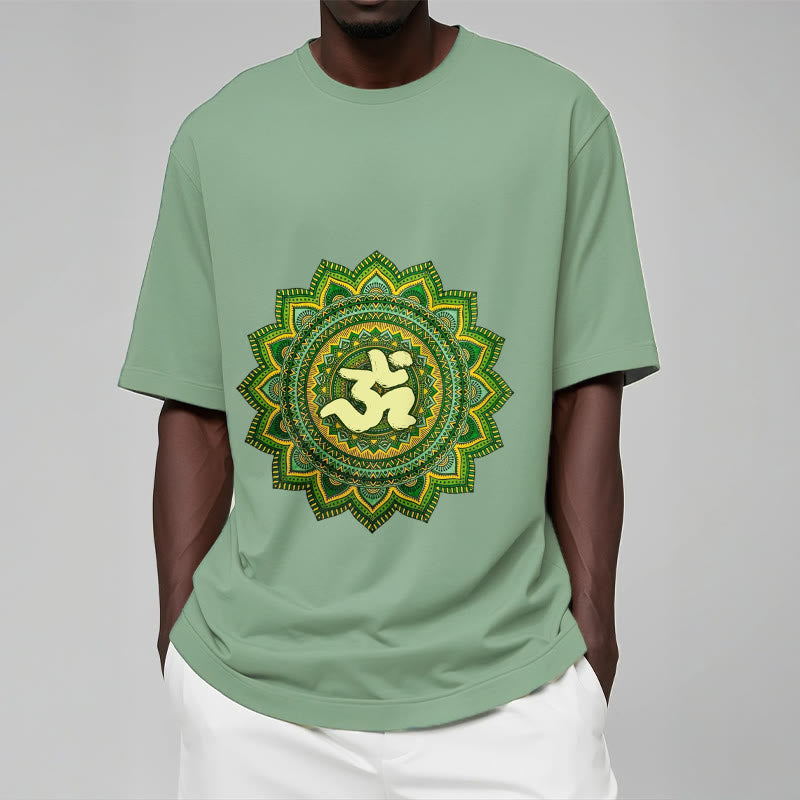 Camiseta informal de algodón con estampado de símbolo Om y mandala verde de Buddha Stones - image 16