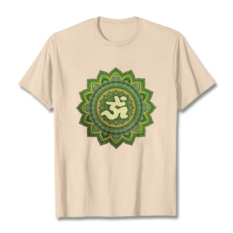 Camiseta informal de algodón con estampado de símbolo Om y mandala verde de Buddha Stones - Sopa de mariscos - 2XL - image 9