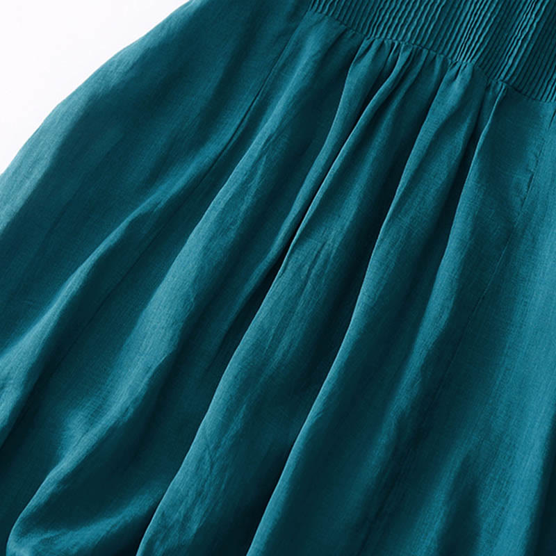 Vestido midi informal de manga corta con cuello en V, pliegues tipo acordeón y bolsillos, con estampado de Buddha Stones. - image 38