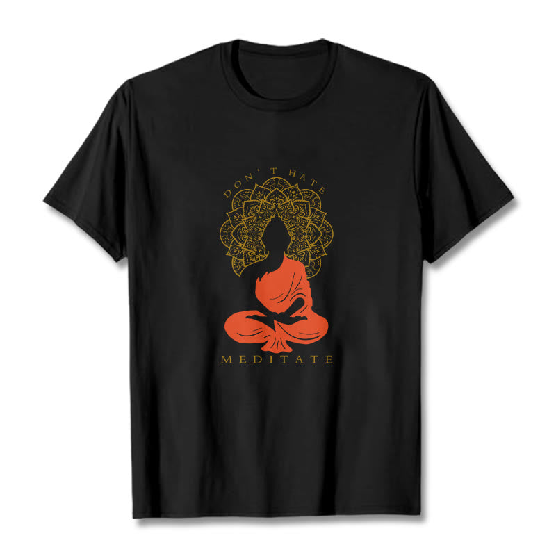 Camiseta de algodón con estampado de mandala de Buda meditativo y Buddha Stones de Buda - Negro - 2XL - image 1