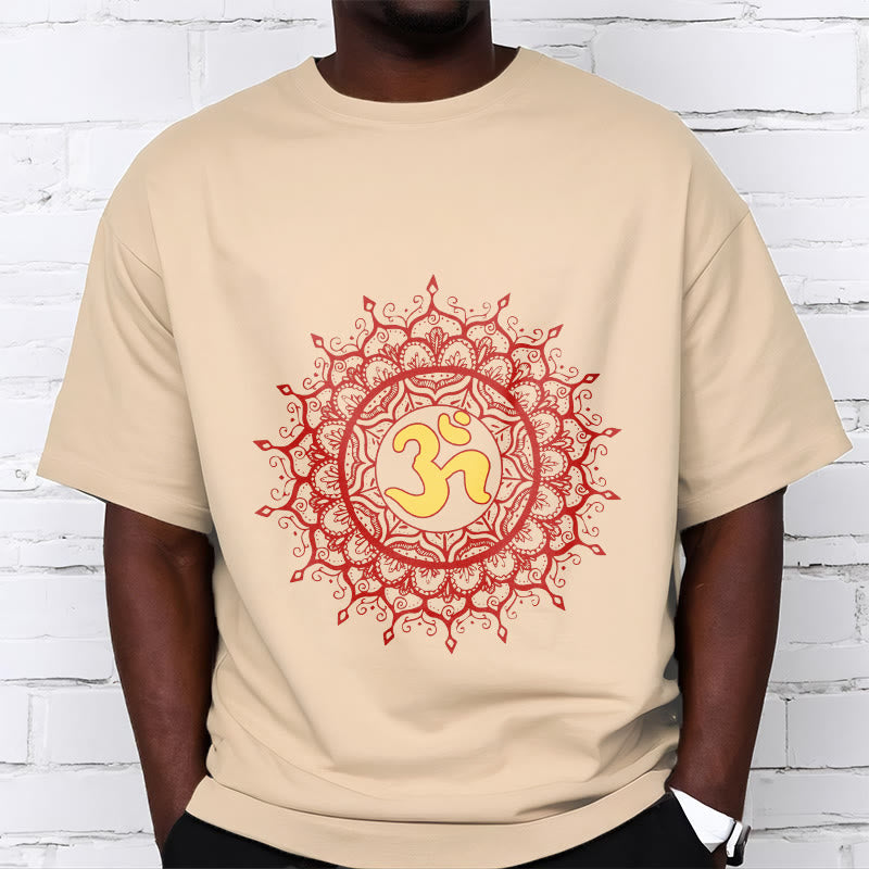 Camiseta informal de algodón con estampado de símbolo Om y mandala rojo de Buddha Stones - image 10