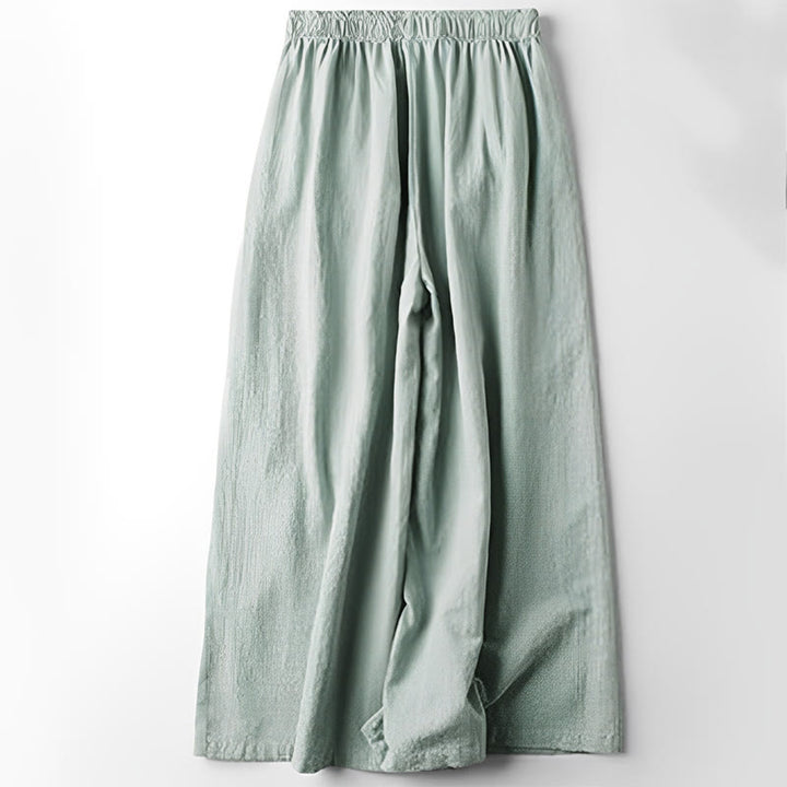 Pantalones anchos de algodón con bordado étnico de primavera y Buddha Stones para mujer con bolsillos - image 7