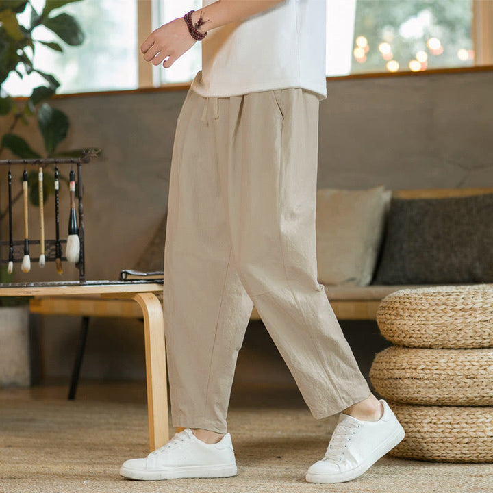 Pantalones de algodón de verano para hombre con bolsillos Buddha Stones - Lino - US/UK/AU46, EU56 (5XL)  - image 1