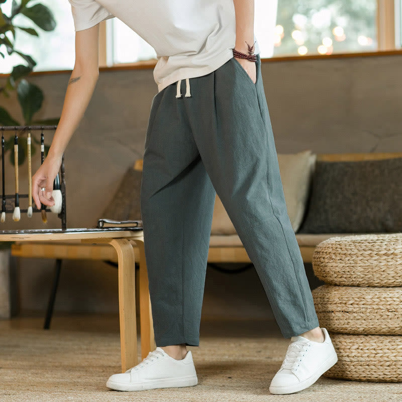 Pantalones de algodón de verano para hombre con bolsillos Buddha Stones - Verde mar oscuro - US/UK/AU46, EU56 (5XL)  - image 5