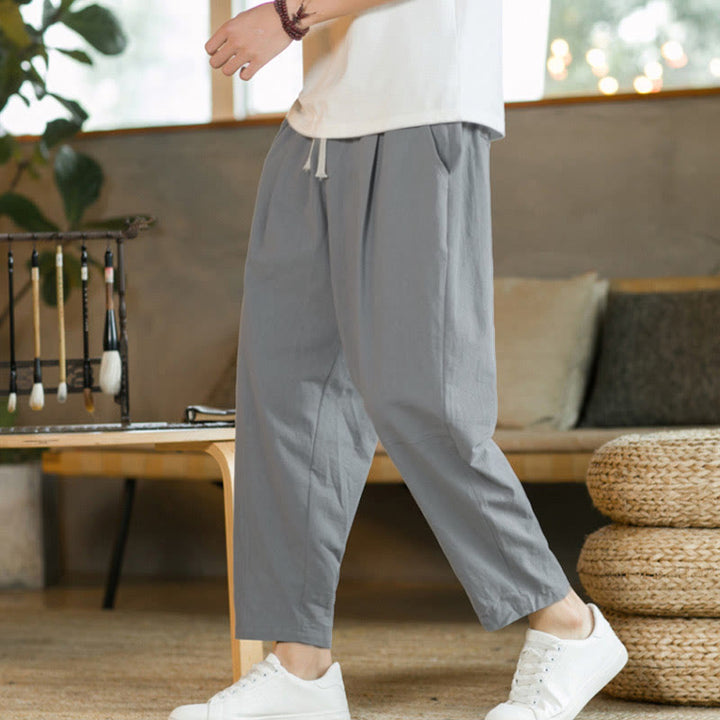 Pantalones de algodón de verano para hombre con bolsillos Buddha Stones - Gris claro - US/UK/AU46, EU56 (5XL)  - image 21