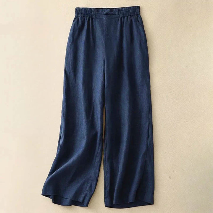 Pantalones anchos de algodón con botones de rana y cintura elástica de color liso para mujer, versátiles y con bolsillos, de Buddha Stones - Azul medianoche - US12, UK/AU16, EU44 (3XL) - image 8