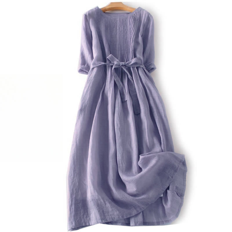 Vestido midi informal con cuello redondo, media manga y bolsillos, con cordones y estampado Buddha Stones - Cardo - US12, UK/AU16, EU44 (3XL) - image 15