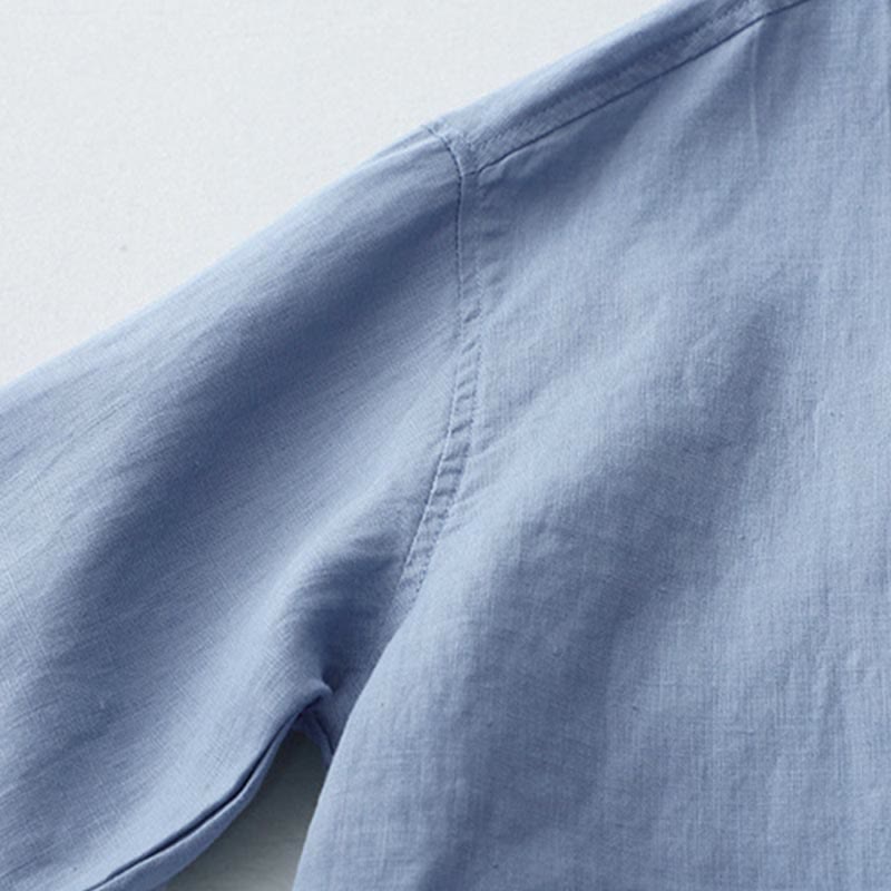 Camisa de manga tres cuartos con botones de color liso con Buddha Stones - image 24