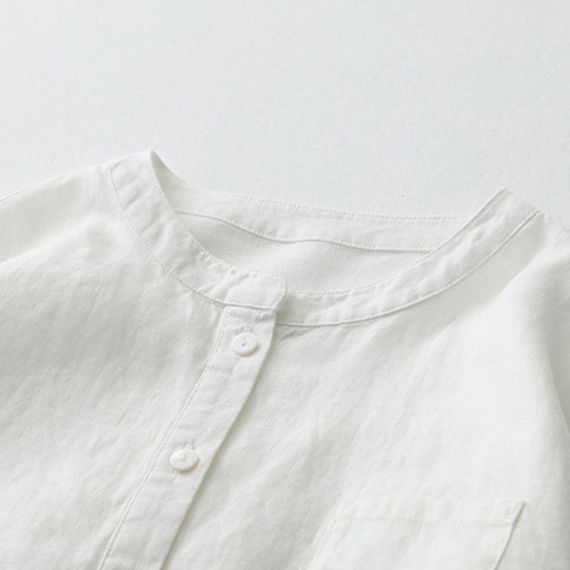 Camisa de manga tres cuartos con botones de color liso con Buddha Stones - image 33