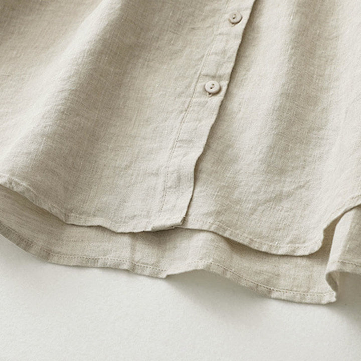 Camisa de manga tres cuartos con botones de color liso con Buddha Stones - image 9