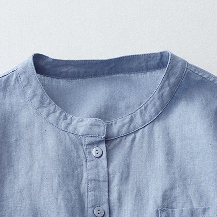 Camisa de manga tres cuartos con botones de color liso con Buddha Stones - image 22