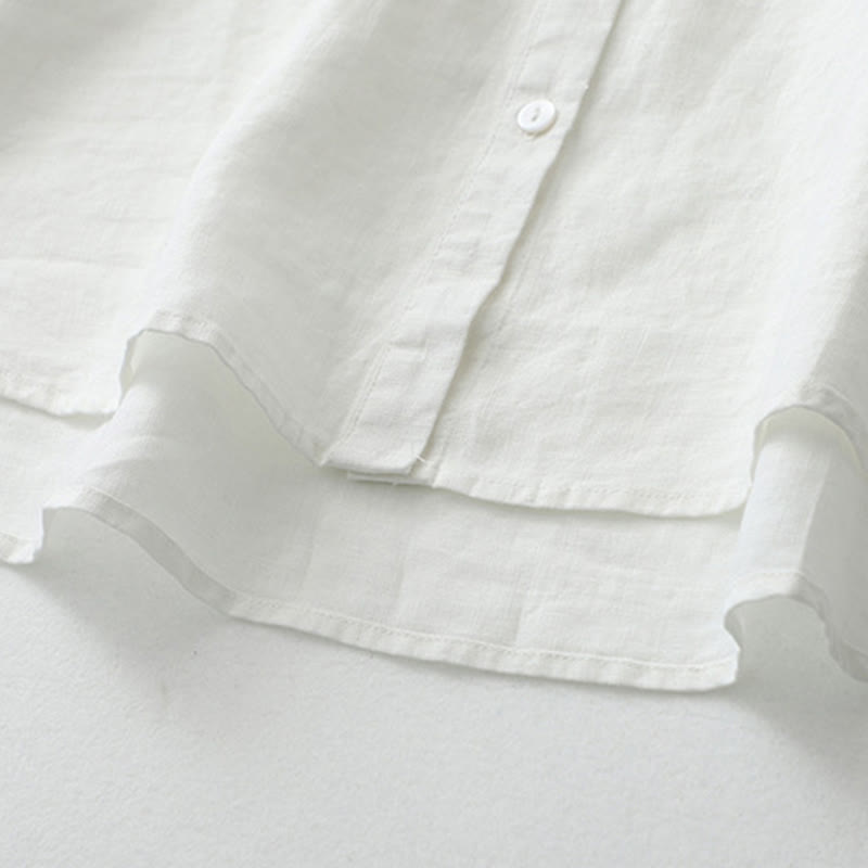 Camisa de manga tres cuartos con botones de color liso con Buddha Stones - image 29