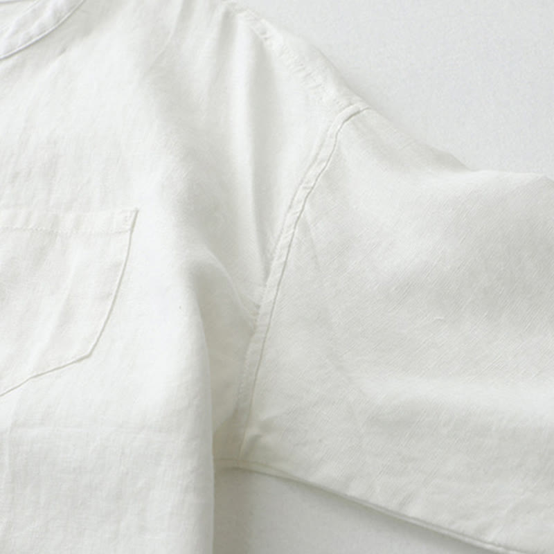 Camisa de manga tres cuartos con botones de color liso con Buddha Stones - image 31