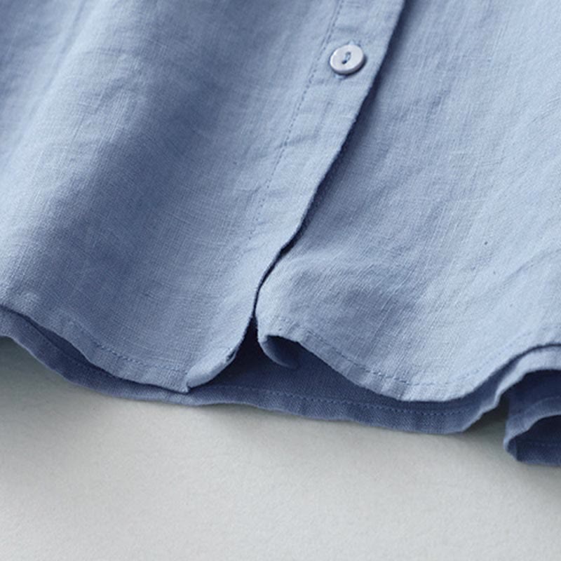 Camisa de manga tres cuartos con botones de color liso con Buddha Stones - image 23