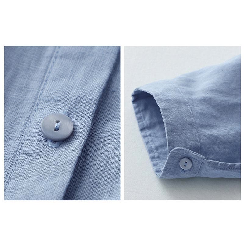 Camisa de manga tres cuartos con botones de color liso con Buddha Stones - image 26