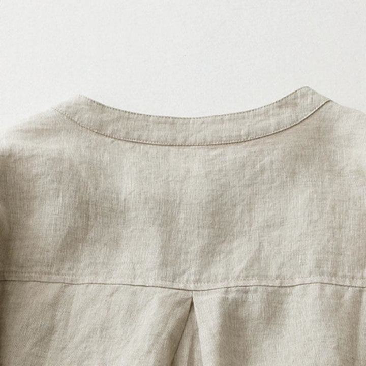 Camisa de manga tres cuartos con botones de color liso con Buddha Stones - image 4