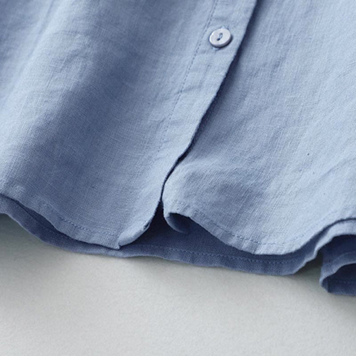 Camisa de manga tres cuartos con botones de color liso con Buddha Stones - image 24