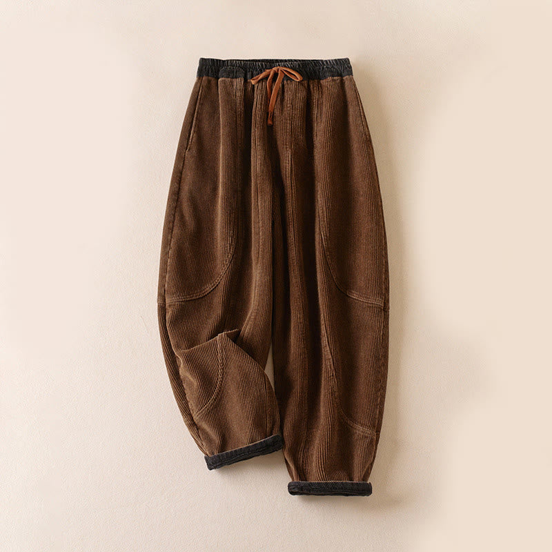 Pantalones Buddha Stones de pana de algodón con contraste de colores y forro polar térmico para mujer con bolsillos - Versión con forro polar - Marrón silla de montar - US16，UK/AU20，EU48 (3XL) - image 13