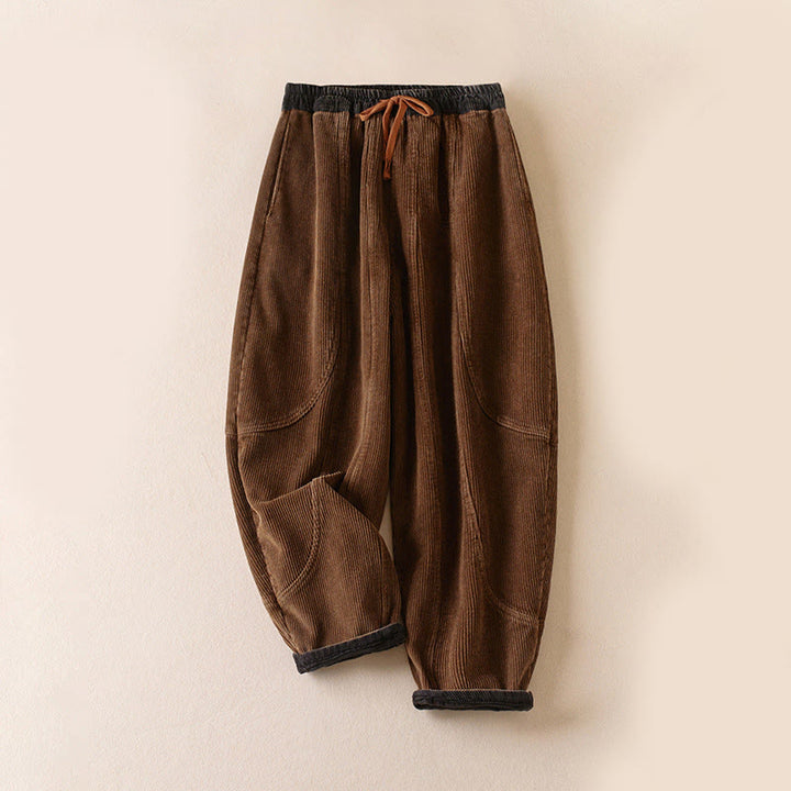 Pantalones Buddha Stones de pana de algodón con contraste de colores y forro polar térmico para mujer con bolsillos - Versión con forro polar - Marrón silla de montar - US16，UK/AU20，EU48 (3XL) - image 13