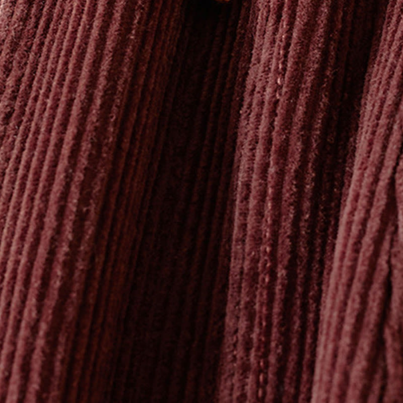 Pantalones Buddha Stones de pana de algodón con contraste de colores y forro polar térmico para mujer con bolsillos - image 11