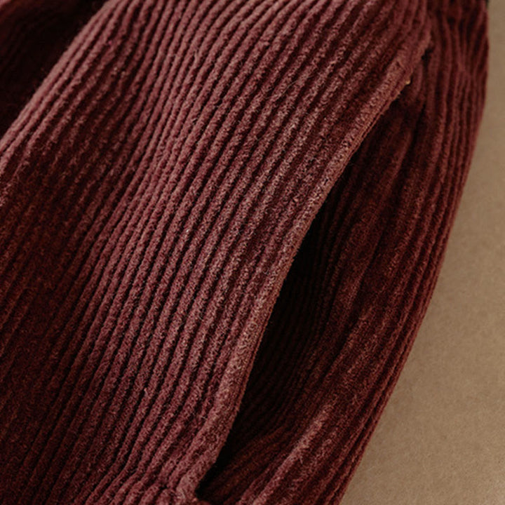 Pantalones Buddha Stones de pana de algodón con contraste de colores y forro polar térmico para mujer con bolsillos - image 10