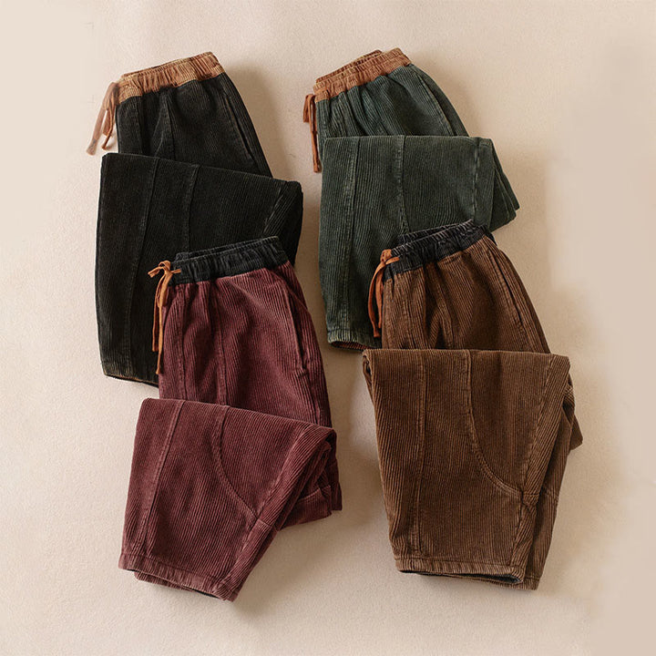 Pantalones Buddha Stones de pana de algodón con contraste de colores y forro polar térmico para mujer con bolsillos - image 20