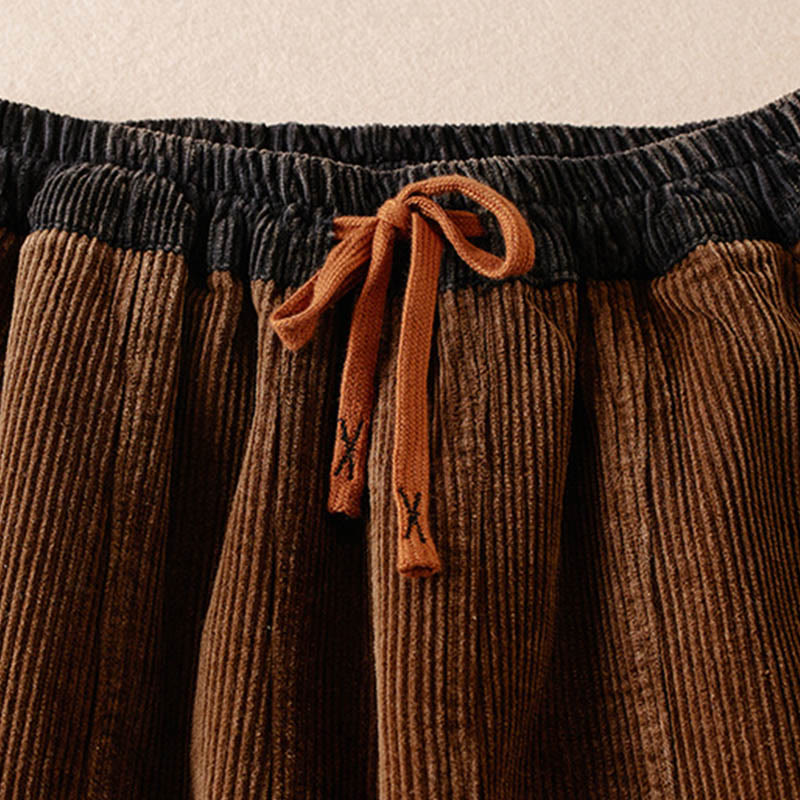 Pantalones Buddha Stones de pana de algodón con contraste de colores y forro polar térmico para mujer con bolsillos - image 16