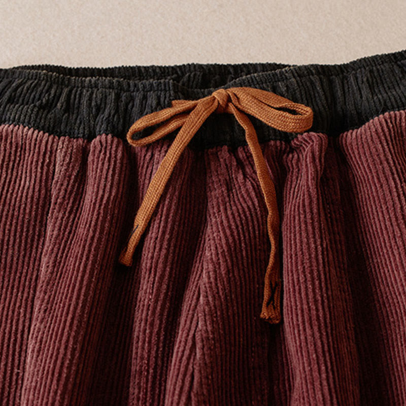 Pantalones Buddha Stones de pana de algodón con contraste de colores y forro polar térmico para mujer con bolsillos - image 30