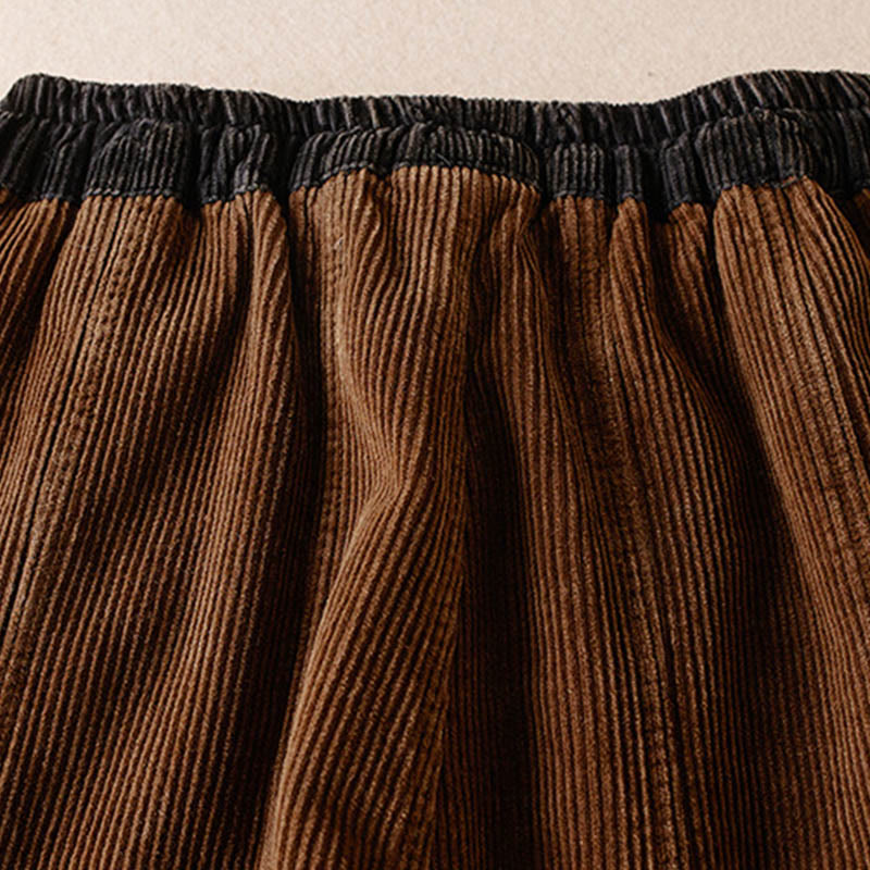 Pantalones Buddha Stones de pana de algodón con contraste de colores y forro polar térmico para mujer con bolsillos - image 17